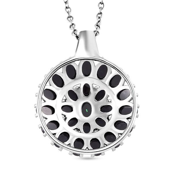 Simuliertes schwarzer Opal Anh&auml;nger mit Kette ca. 50 cm + 5 cm Extender, 316L Edelstahl image number 4