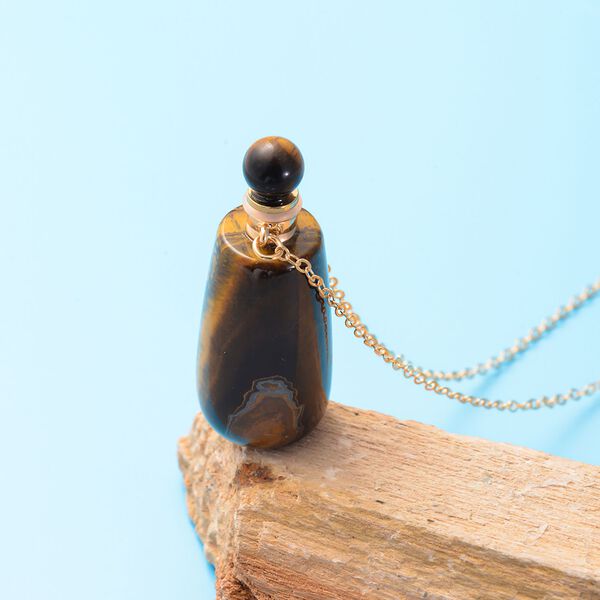 Gelbes Tigerauge Halskette, goldfarben 78.00 ct image number 1