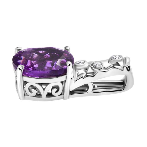 Afrikanischer Amethyst, Wei&szlig;er Zirkon Anh&auml;nger Messing ca. 2.60 ct image number 3