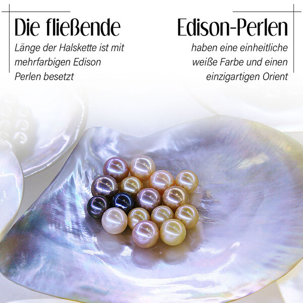 9-12mm mehrfarbige Edison Perle und nat&uuml;rliche Chromdiopsid-Halskette, 50cm image number 4