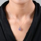 GP Art-Déco-Kollektion- Rose De France Amethyst, Diamant und Kanchanaburi blauer Saphir-Anhänger mit Kette in Silber image number 1