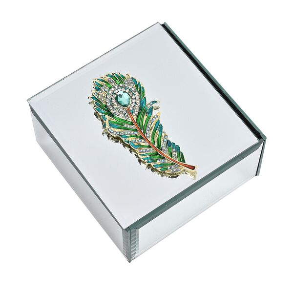 Edle Glas-Schmuckbox in Quadratform, Silbergr&uuml;n image number 4