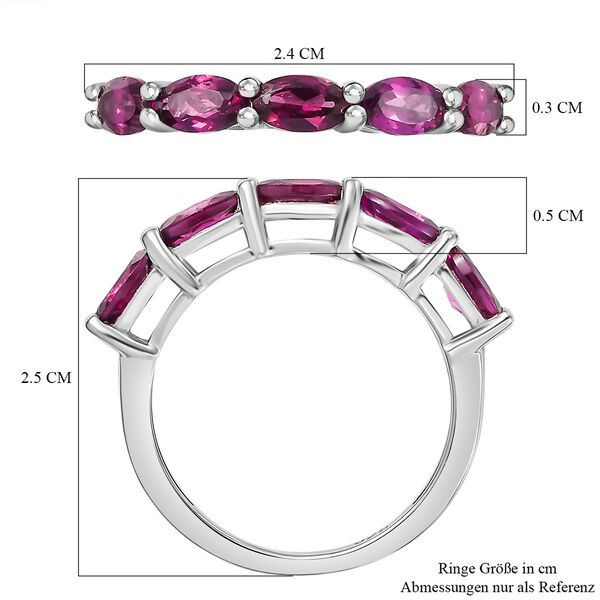 Natürlicher Rhodolith Granat Ring 925 Silber platiniert (Größe 20.00) ca. 1.46 ct image number 7