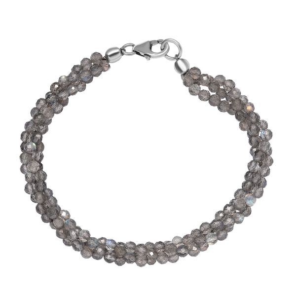 Labradorit Armband, ca. 19 cm, 925 Silber rhodiniert ca. 36.43 ct