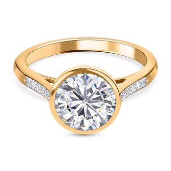 Moissanit Ring, 925 Silber Gelbgold Vermeil (Gr&ouml;&szlig;e 17.00) ca. 2.62 ct