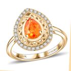 AAA Fanta-Granat, Weißer Diamant Ring 417 Gold (Größe 20.00) ca. 1,60 ct