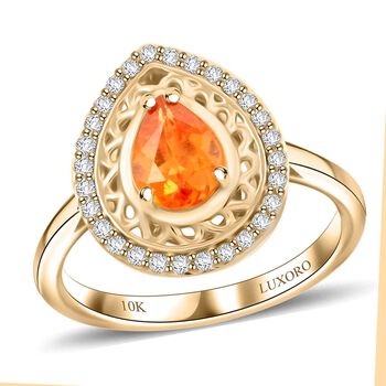 LUXORO zertifiziert und gepr&uuml;ft AAA Fanta Granat und Diamant Ring in 417 Gold - 1,60 ct.