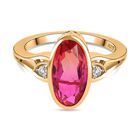Tulip inspiriert - Sunset Quarz Triplette, Weißer Zirkon Ring 925 Silber vergoldet (Größe 20.00) ca. 3.62 ct