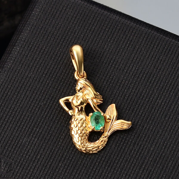 Gemfields Kagem Sambischer Smaragd Anhänger 925 Silber 750 Gelb Vergoldet ca. 0.20 ct image number 1