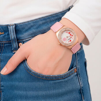 GENOA - J Francis gefertigt mit SWAROVSKI Wei&szlig;er Swarovski Kristall Uhren 23 cm Reine Legierung IP Rosa Plattierung