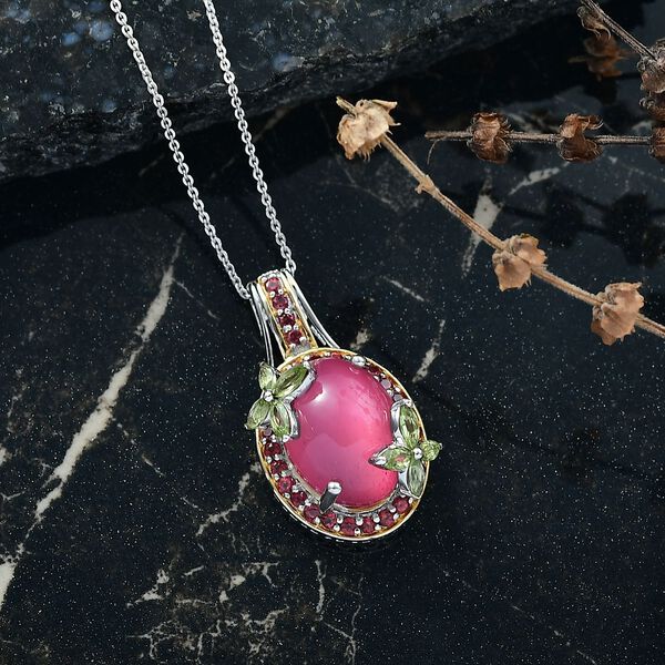 D'Joy Maulbeer Mondstein, Peridot Schmuckset ca. 50 cm 925 Silber rhodiniert, 925 Silber Rhodiniert und 750 Gelbgold Vermeil ca. 12.50 ct image number 2