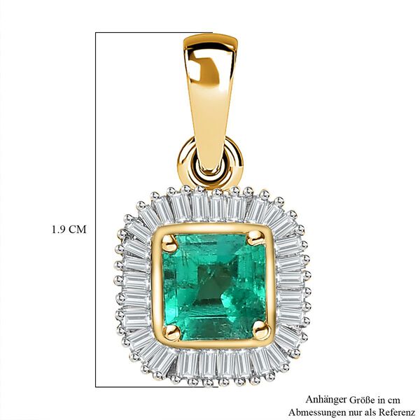 AAA Kolumbianischer Smaragd, Weißer Diamant Anhänger, 585 Gold ca. 0.78 ct image number 6