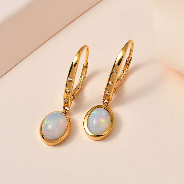 AA nat&uuml;rliche, &auml;thiopische Welo Opal und Zirkon-Ohrringe - 2,44 ct. image number 3