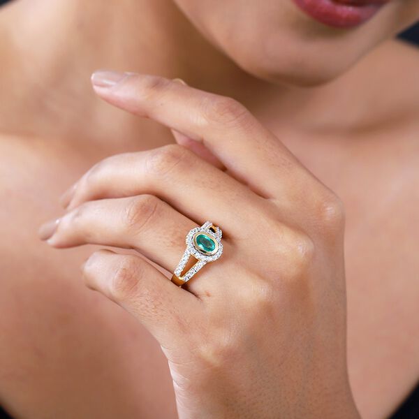 Kagem sambischer Smaragd und Zirkon-Ring - 1,39 ct. image number 3