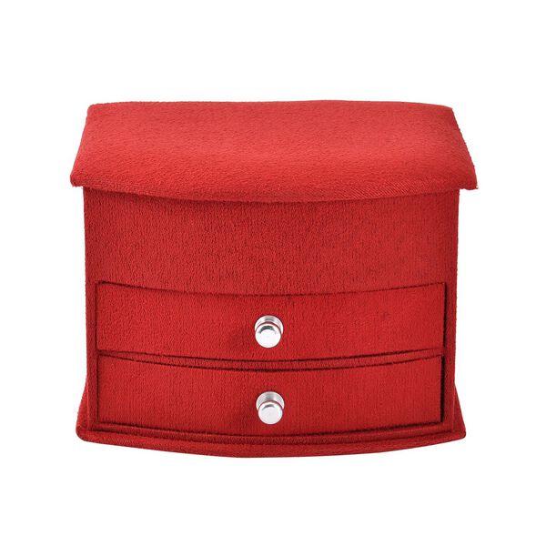 Samt-Schmuckk&auml;stchen mit Spiegel und 2 herausnehmbaren Schubladen, 14.5x12x10.5cm, Rot image number 2