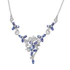 AAA Tansanit, Weißer Zirkon Halskette ca. 45 cm 925 Silber rhodiniert ca. 5,02 ct.