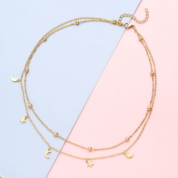 Halskette, ca. 36 cm, Edelstahl Goldfarben image number 2