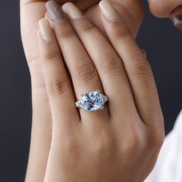 GP Bella Italia Kollektion - Himmelblauer Topas, Zirkon und blauer Saphir-Ring - 8,96 ct. image number 3