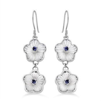 Sajen Silber - Afrikanischer Amethyst, Perlmutt Ohrringe 925 Silber ca. 0.44 ct