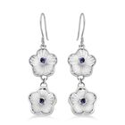 Sajen Silber - Afrikanischer Amethyst, Perlmutt Ohrringe 925 Silber ca. 0.44 ct