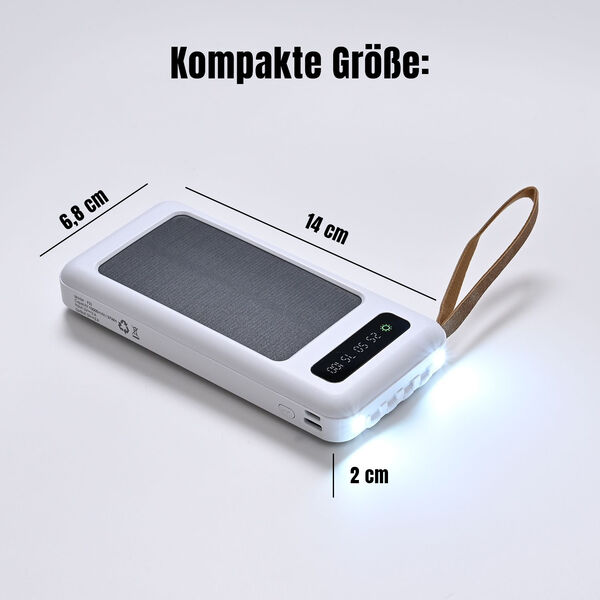 10.000 mAh Powerbank mit LED-Taschenlampe, 4 integrierten Kabeln, 14×6,8×2 cm, Weiß image number 5