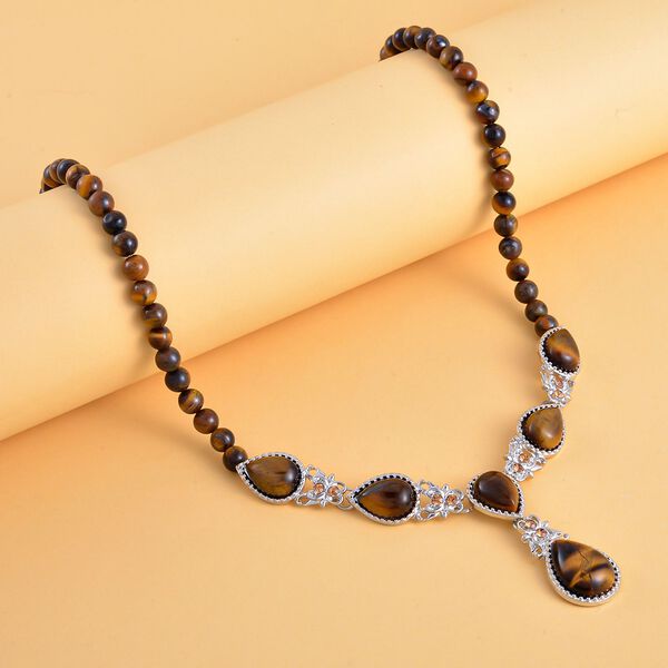 Gelbes Tigerauge Halskette ca. 45 cm  ca. 164,00 ct image number 2