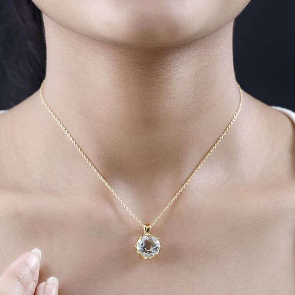 Prasiolith und Zirkon Anh&auml;nger mit 45cm Kette - 7,15 ct. image number 3