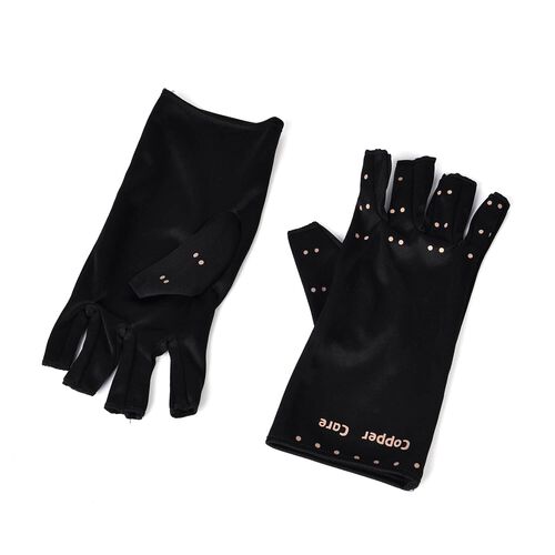 3er-Set - Kupfer-Infundierte Kompressionsartikel: Fuß-, Handschuh- und Wadenmanschetten, Schwarz image number 1