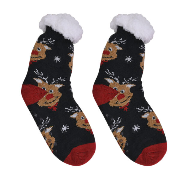 2er-Set W&auml;rmflasche mit Pl&uuml;schbezug, 2000ml und 1 Paar rutschfeste Haus Socken mit Sherpa Futter, Einheitsgr&ouml;&szlig;e 18x32 cm&nbsp; image number 7