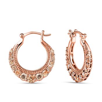 Champagner Zirkonia Ohrringe, Messing ros&eacute;vergoldet ca. 4,24 ct