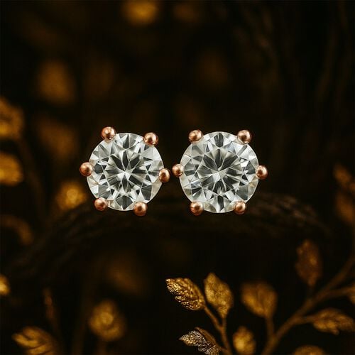 Moissanit Ohrringe 925 Silber 750 Roségold Vermeil ca. 0,43 ct. image number 1