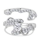Lustro Stella Weißer Zirkonia Ring Set, 925 Silber rhodiniert (Größe 17.00)