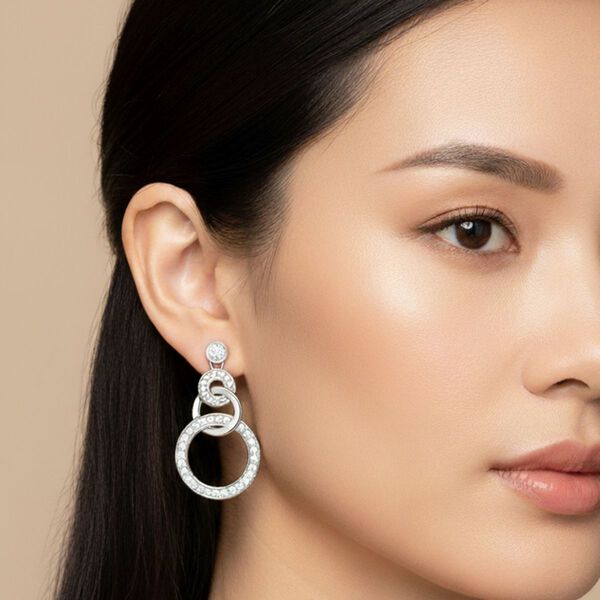 Lustro Stella Weißer Zirkonia Ohrringe 925 Silber rhodiniert image number 2