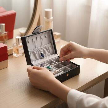 PU-Schmuckk&auml;stchen, 12x9,5x6,5cm, Schwarz