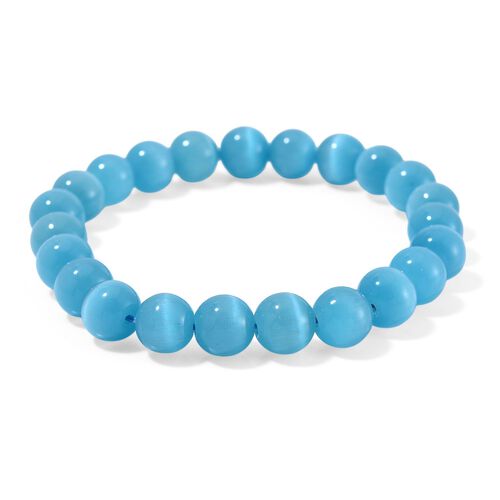 Flexibles blaues Katzenaugen Armband mit Chatoyance-Effekt image number 0