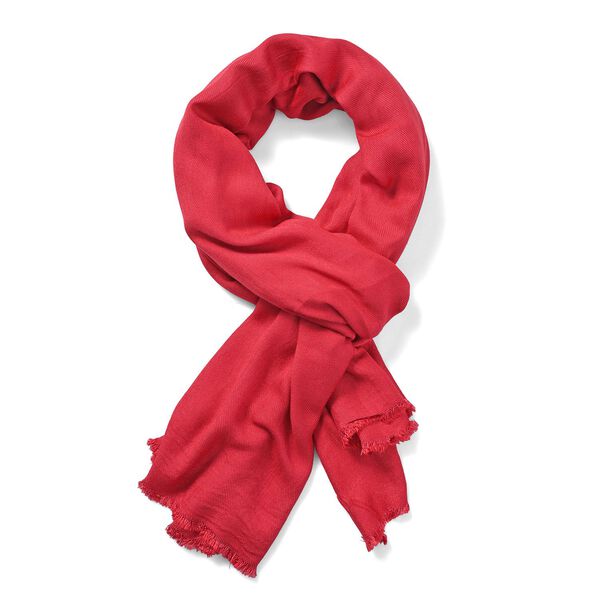 Reiner Viskose-Schal mit Fransen, 70x195cm, Fuchsia image number 5