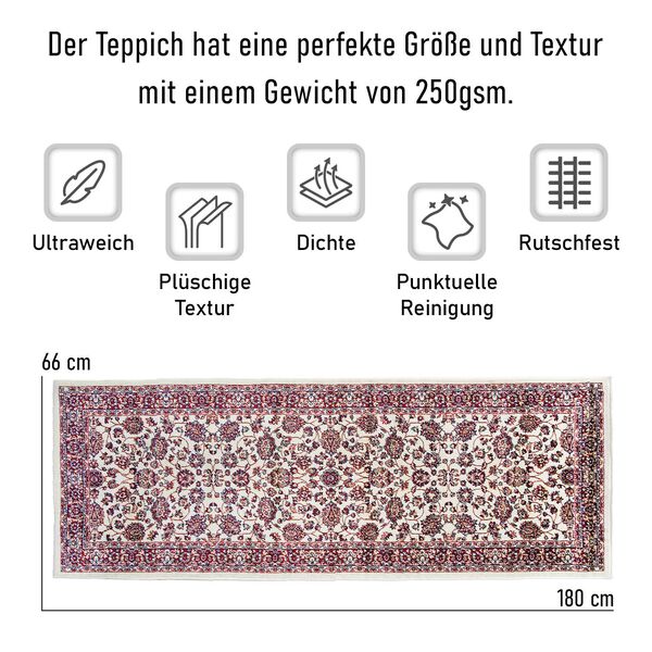 Moderner grauer & mehrfarbiger Läufer - 950 GSM, Größe: 66x180cm, creme image number 7