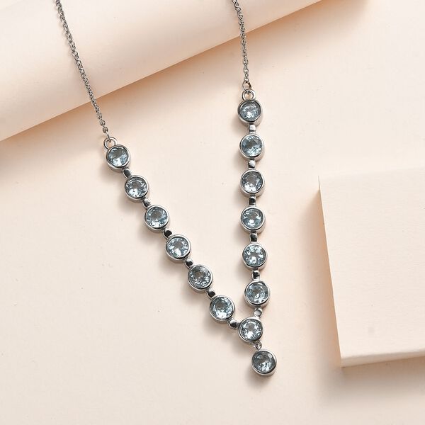 Himmelblauer Topas Halskette ca. 45 cm Edelstahl ca. 8,19 ct. image number 2