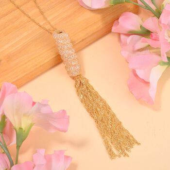 Wei&szlig;er Kristall Halskette ca. 70 cm Reines Messing