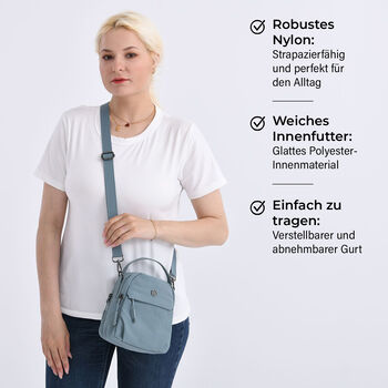 Nylon Crossbody Tasche in Blau mit Rei&szlig;verschluss