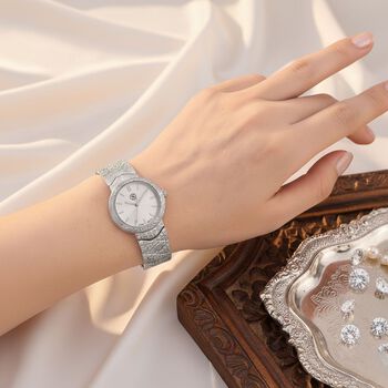 STRADA - Japanisches Uhrwerk, Wei&szlig;es Zifferblatt mit silberplattiertem Alloy Armband, 20 cm