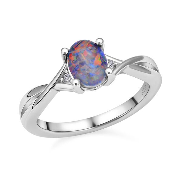 Boulder Opal Triplett und Zirkon Ring - 0,77 ct. image number 6