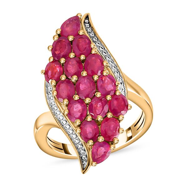 Afrikanischer Rubin (Fissure gef&uuml;llt) Ring, 925 Silber vergoldet (Gr&ouml;&szlig;e 16.00) ca. 4.01 ct image number 4