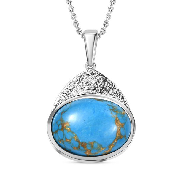 Blaues T&uuml;rkis Anh&auml;nger mit Kette, 316L Edelstahl ca. 16.28 ct