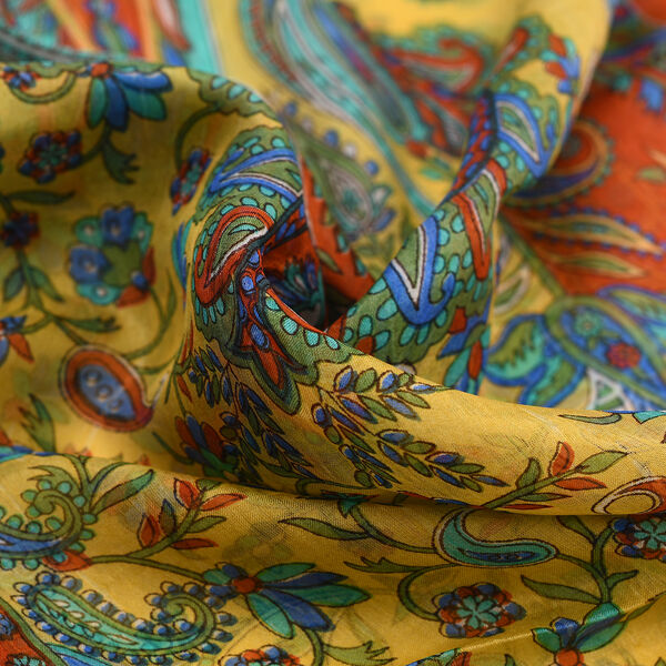 100% Natur Seide, Designer Schal, 50x160 cm, Dunkelrot image number 6