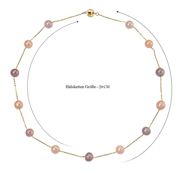 D'Joy AAA Mehrfarbige Edison Perle (9-10 mm) Halskette ca. 50 cm 925 Silber vergoldet image number 7