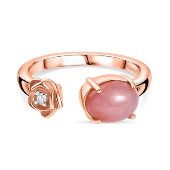 Herzklang - D joy AA Vinicunca-Peruanischer Opal, Wei&szlig;er Zirkon Ring 925 Silber 750 ros&eacute;vergoldet (Gr&ouml;&szlig;e 18.00) ca. 1.22 ct