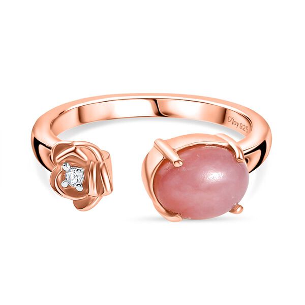 Herzklang - D joy AA Vinicunca-Peruanischer Opal, Wei&szlig;er Zirkon Ring 925 Silber 750 ros&eacute;vergoldet (Gr&ouml;&szlig;e 18.00) ca. 1.22 ct