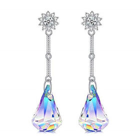 Kristall Ohrringe Messing rhodiniert ca. 0,10 ct.
