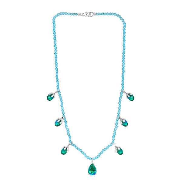 Pfau Triplett Quarz und blaue Apatit Halskette, 45 cm - 52,66 ct. image number 4